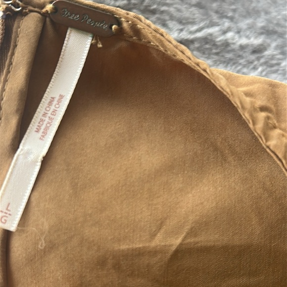 Free People High Low Tobacco Tan Brown Puff Sleeve MIDI Dress size Large - Picture 6 of 15